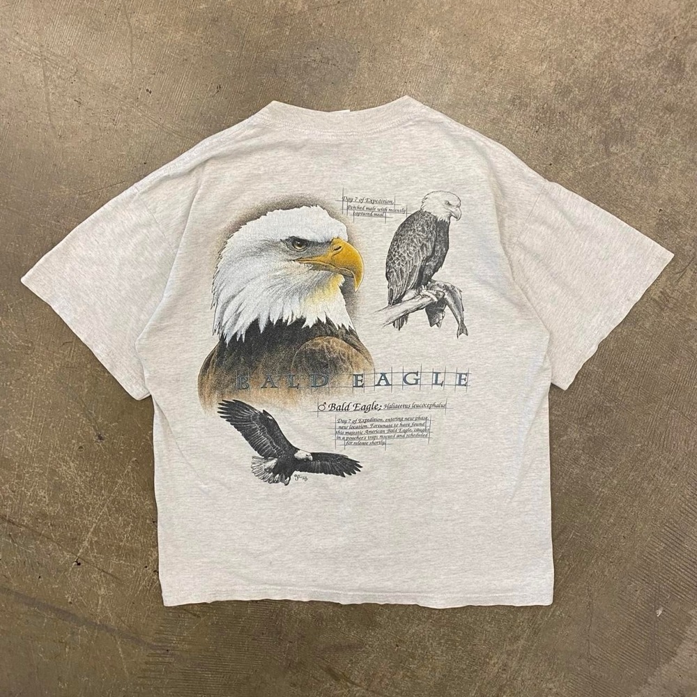 Vintage Alaska Bald Eagle Destination Nature Wildlife T-Shirt Size Large